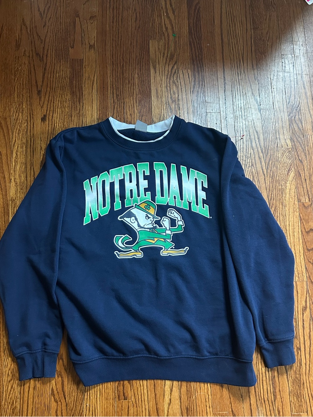Notre Dame Navy Crewneck Sweatshirt with Irish Leprechaun Graphic